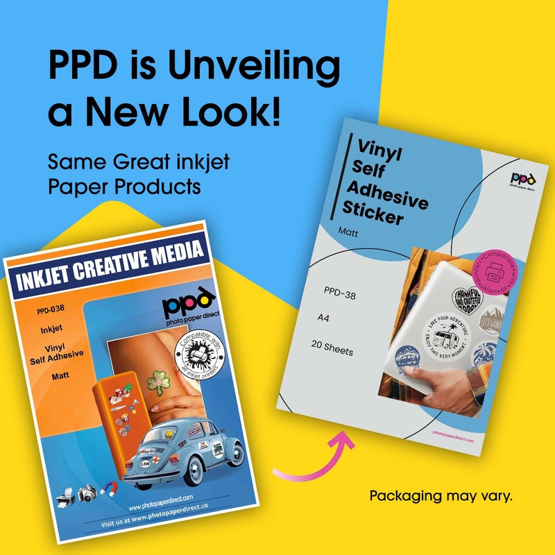 PPD Premium Printable Vinyl Sticker Paper for Inkjet Printer - 20 Sheets Matt Sticker Paper 8.5 x 11 - Self-Adhesive, Waterproof, Tear Resistant, Instant Dry - PPD-38-20 - Image 2